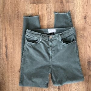Current/Elliott high waist jeans balsam green with cut hem size 32